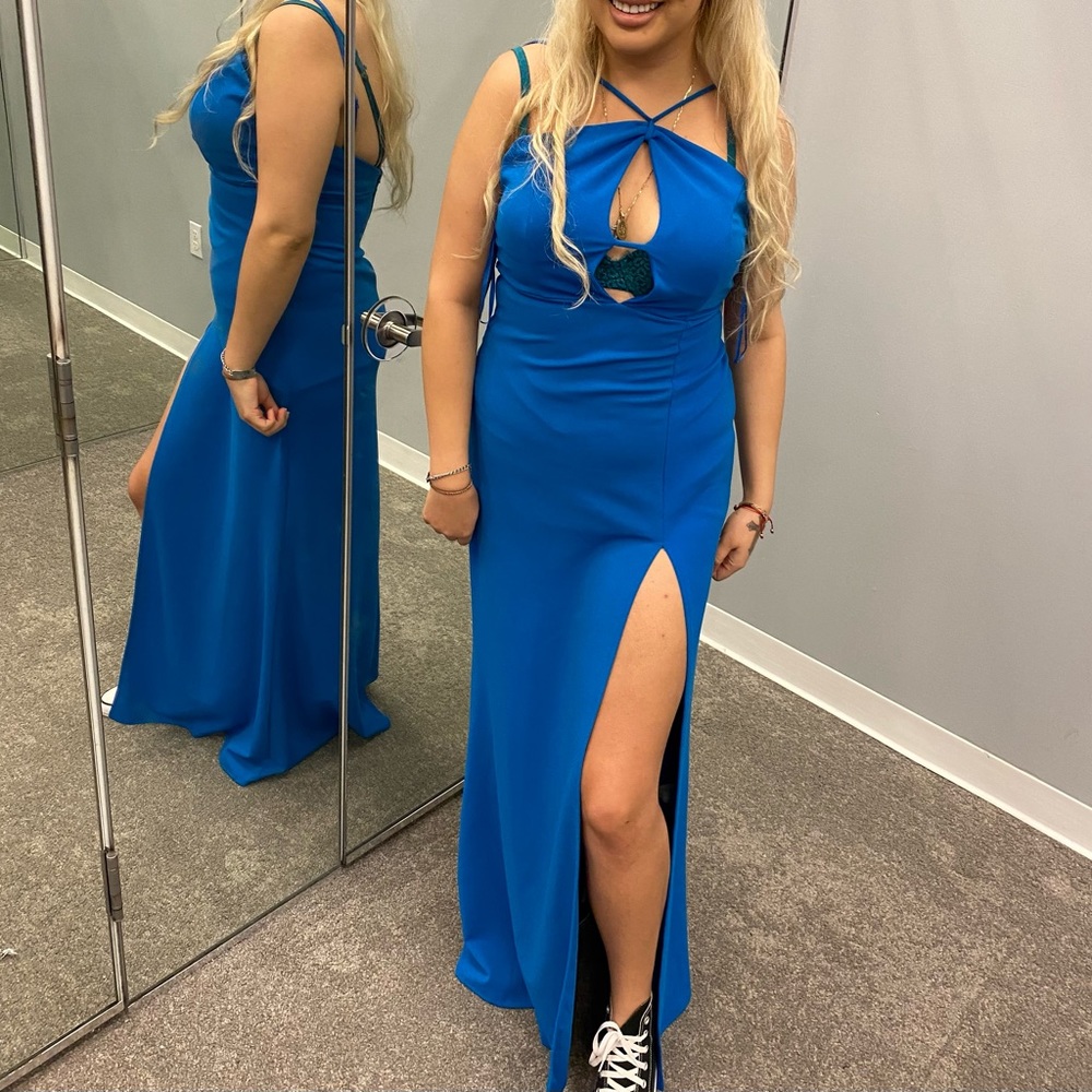 Emerald Sundae sapphire blue venitian style dress with cut out in chest